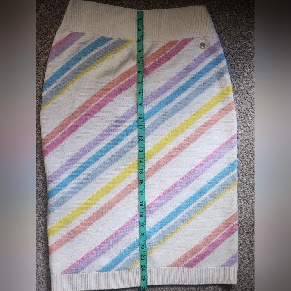 CHANEL Pastel Striped Pencil Skirt